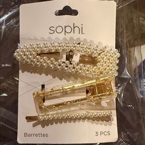 Pearl and Gold Hair Barrettes - 3 PCS